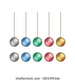 Set of Christmas ornaments with chains. Vector illustration.