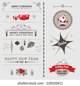 Set of christmas ornaments and decorative elements