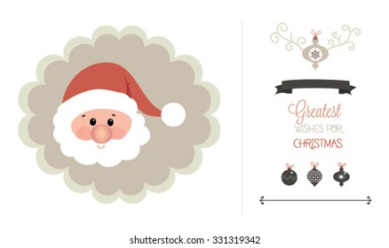 Set of christmas ornaments and decorative elements, vintage frames, labels, stickers. Christmas element. Vintage santa claus