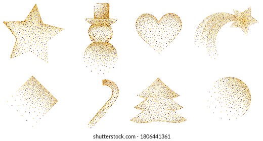 Set of christmas ornaments  with golden glitter border design 