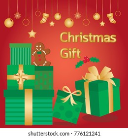 Set of Christmas parcel package icons in decorative wrapping paper with bows and ribbons vector isolated.Flat style vector illustration .