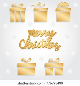 Set of Christmas parcel package icons in decorative wrapping paper with bows and ribbons vector .Flat style vector illustration .