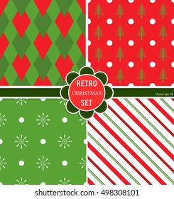 A set of Christmas patterns, 4 species for their Christmas holidays, vector image. A bright graphic design. Funny wrapping paper. For your creativity.