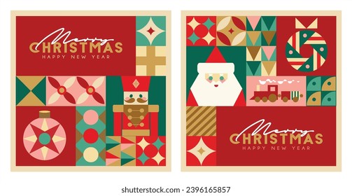 Set of Christmas patterns and elements.  Christmas gift wrapping paper or advent calendar  design.