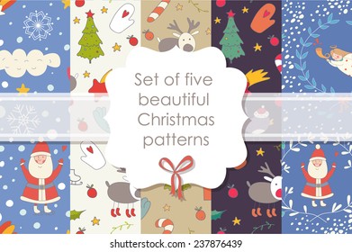 Set of Christmas patterns. EPS 10. Transparency. No gradients.