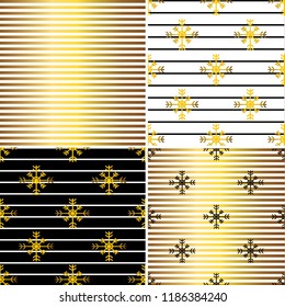 set christmas patterns with glitter gold stripes and snowflakes for your designe
