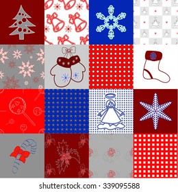 Set of of christmas patterns. Hand drown winter vector background.