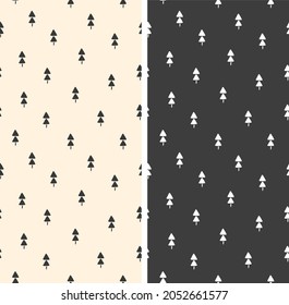 Set of Christmas patterns with repeating fir trees vector illustration