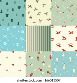 Set of Christmas patterns in retro style