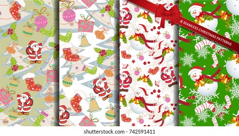set christmas patterns seamless vectors