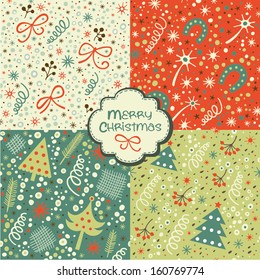 Set of christmas patterns (seamlessly tiling). Can be use for Christmas design.