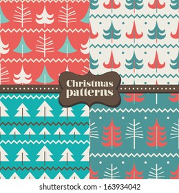 Set of christmas patterns (seamlessly tiling). Can be use for Christmas design.