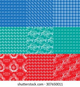 Set of Christmas patterns in the style of Hand Drawn
