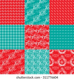 Set of Christmas patterns in the style of Hand Drawn