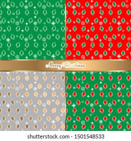 Set of Christmas pattrens, vector christmas tree and happy new year