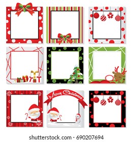 Set Of Christmas Photo Frame Vector, Border & Frame Design