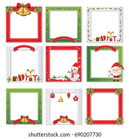 Set Of Christmas Photo Frame Vector, Border & Frame Design