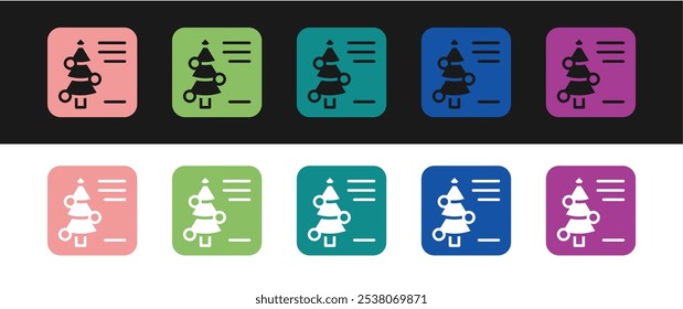 Weihnachts-Postkartensymbol einzeln auf schwarz-weißem Hintergrund einstellen. Frohe Weihnachten und einen guten Rutsch ins neue Jahr.  Vektorgrafik