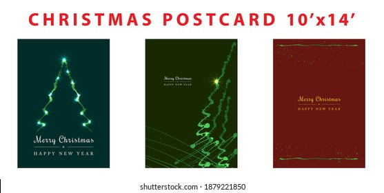 Set of Christmas postcards, christmas vector card, happy holidays vector, magenta background, cursive free white font, christmas tree vector, instagram vector logo, linkedin post, facebook cover