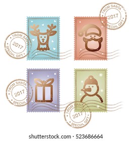A set of Christmas postmarks. Mail Santa Claus. Letter to Santa Claus. Set for the decoration of Christmas cards and gifts.