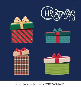 Set of christmas present icons Vector illustration