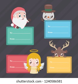 Set of Christmas present tags