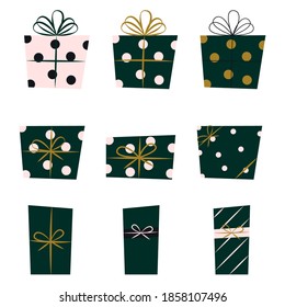 Set of Christmas presenta ilustraciones planas vectoriales.