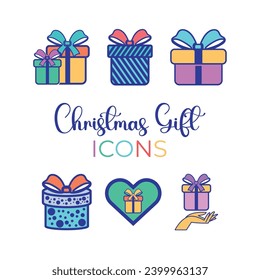 Set of christmas presents icons Vector illustration