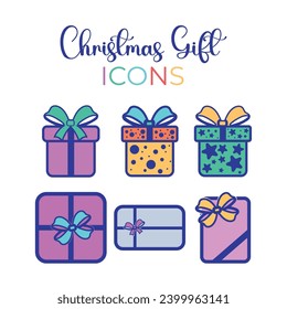 Set of christmas presents icons Vector illustration