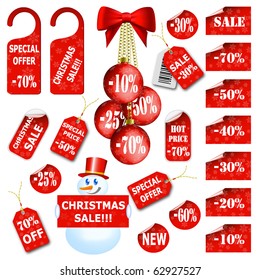 Set of christmas price tags and labels. Vector eps10 illustration