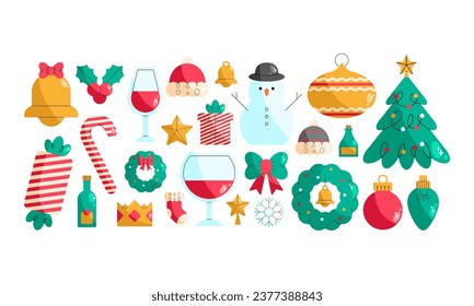 set of christmas related elements