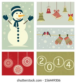  Set of  Christmas retro banners in vector