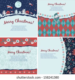 Set of Christmas retro cards