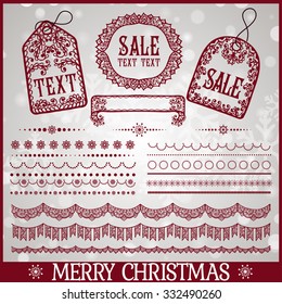 Set of Christmas ribbons. Vector illustration