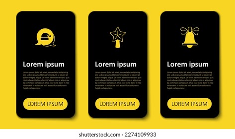 Set Christmas ringing bell, star and Santa Claus hat. Business infographic template. Vector