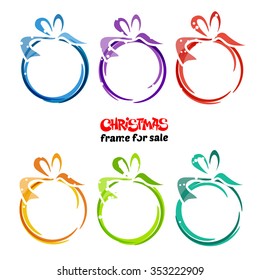 Set of Christmas sale balls with bows vector design on white background.Can be used for e-commerce, banner, shop, big sale, gift card, poster, advertising, postcard, Xmas sale, new year sale.