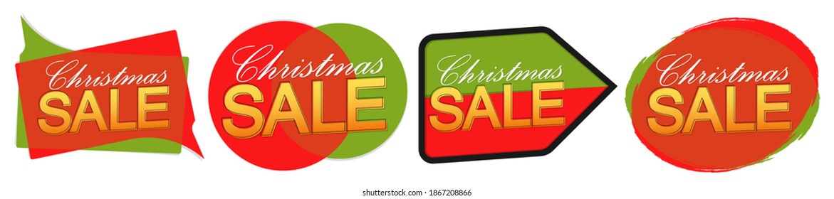 Set Christmas Sale banners design template, Xmas discount tags, offer badge new collection, vector illustration