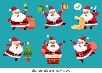 set of Christmas Santa Claus in difference pose