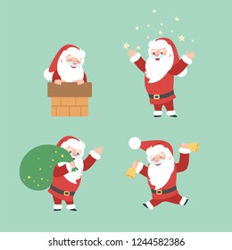 Set of christmas Santa Claus. vector illustration. Merry christmas design elements. xmas background. Vector personage