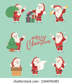 Set of christmas Santa Claus. vector illustration. Merry christmas design elements. xmas background. Vector personage