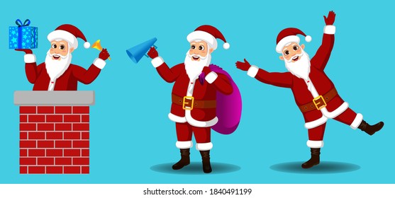 Set of Christmas Santa Claus vector