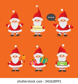 Set of christmas Santa Claus. vector illustration. Merry christmas background
