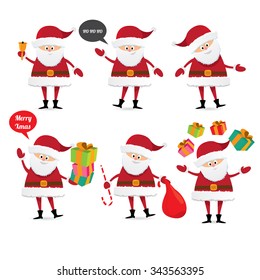 Set of christmas Santa Claus. vector illustration. Merry christmas design elements. xmas background