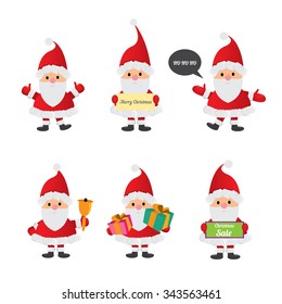 Set of christmas Santa Claus. vector illustration. Merry christmas design elements. xmas background