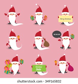 Set of christmas Santa Claus. vector illustration. Merry christmas design elements. xmas background