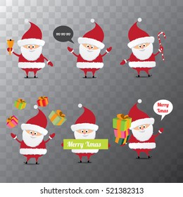 Set of christmas Santa Claus. vector illustration. Merry christmas design elements. xmas background