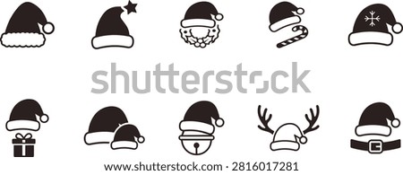 Set of Christmas Santa Hat Vector Icons Collection