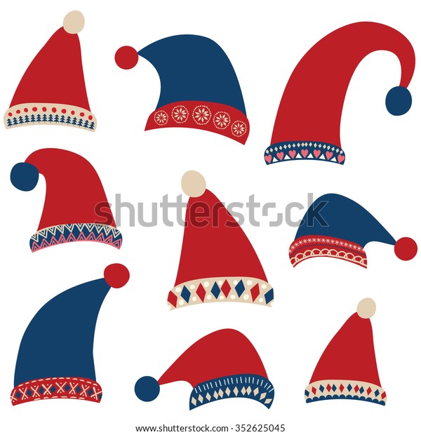 different color santa hats