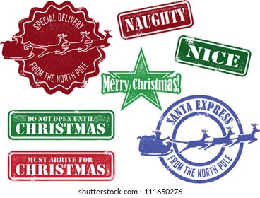 Set of Christmas Santa Stamps