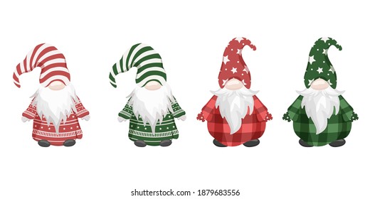 Set of Christmas scandinavian gnomes. Vector illustration